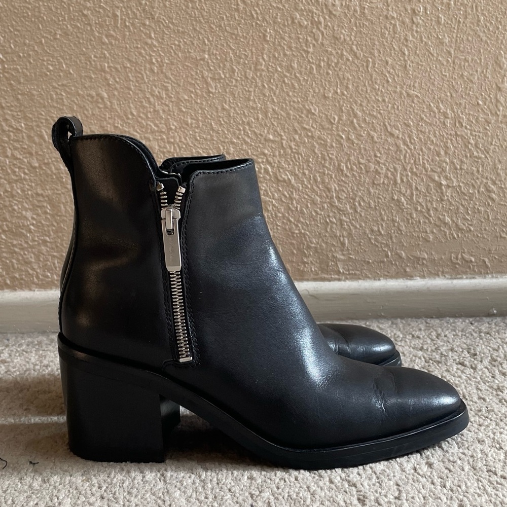 3.1 Phillip Lim Black Leather Side-Zip Ankle Boot